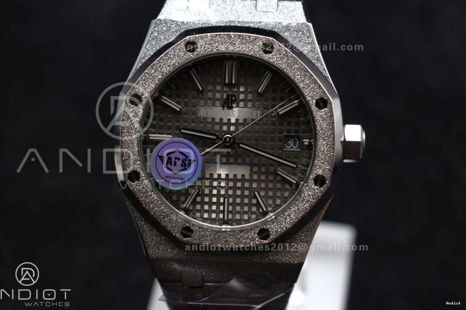 SS Royal Frosted Best Oak Bracelet Grey on Super 1:1 Dial SS SA3120 15454 37mm Clone APSF Edition Textured 0202
